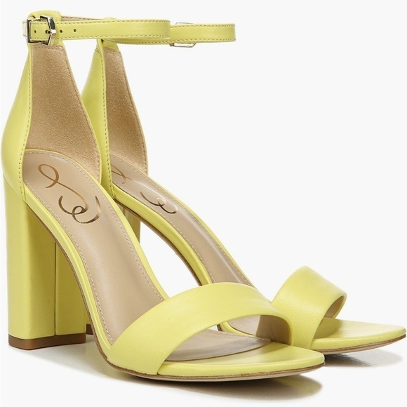 Sam Edelman Yaro Heeled Ankle Strap Sandals in Butter Yellow New in Box - Picture 4 of 9